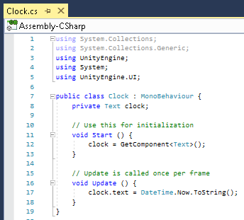 Figure 02: The completed Clock script