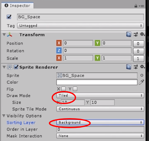 Make changes in the Inspector window