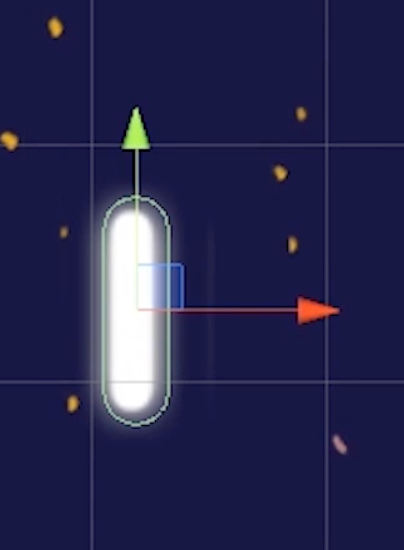 The Capsule Collider 2D should cover the projectile as close to the cylinder shape as possible