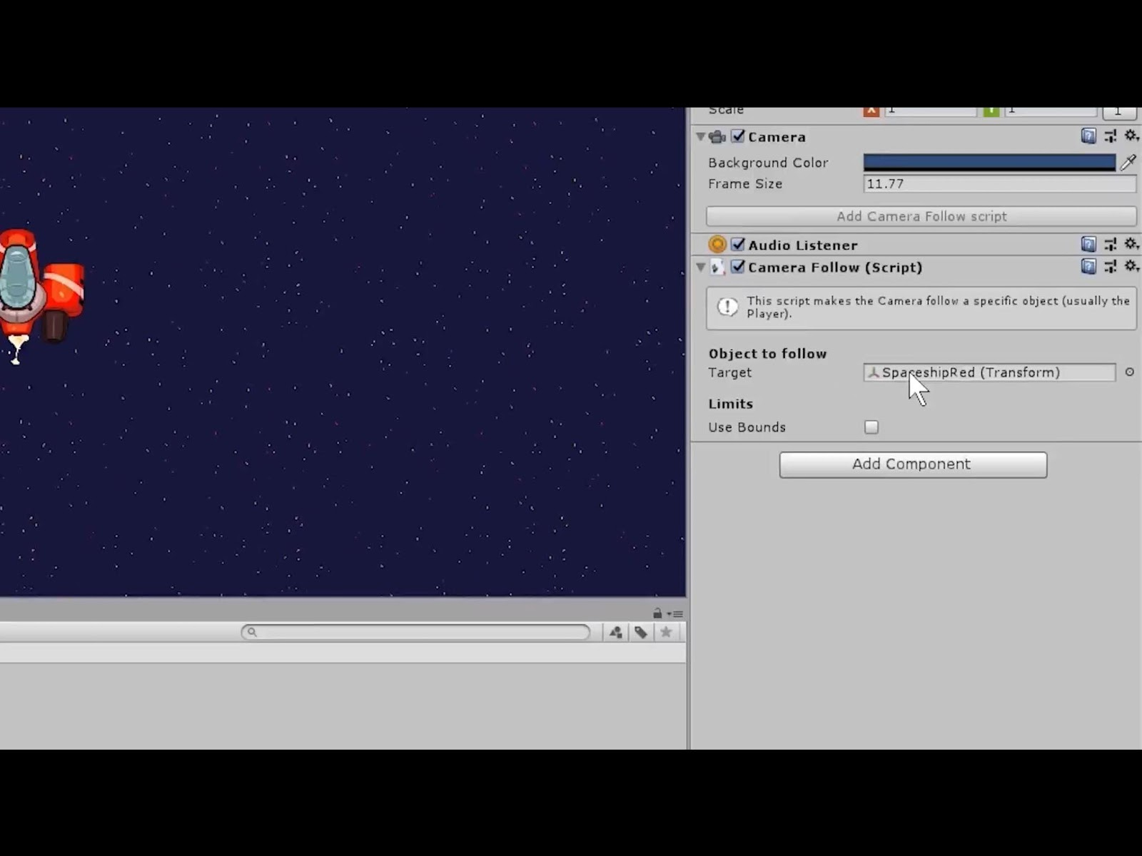 drag and drop SpaceshipRed into the Target