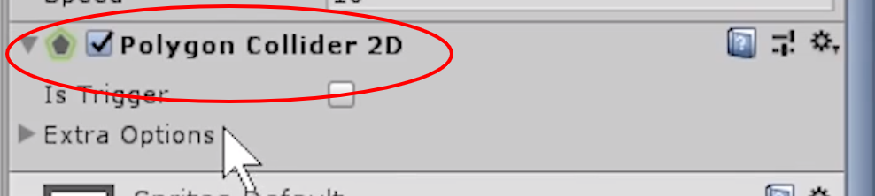 When you go to Hierarchy and click on the asteroid and look in the Inspector window, the Polygon Collider 2D must be there.
Make sure you also check that when you click on SpaceshipRed and then go to Inspector, you also see the Polygon Collider 2D there