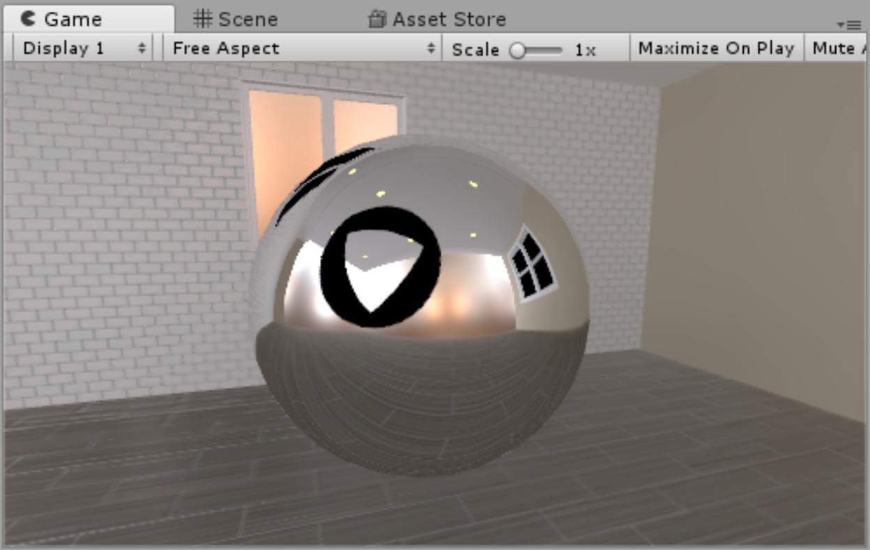 Figure 08: The chrome sphere in the scene is attempting to render a reflection of itself, resulting in a black artifact.