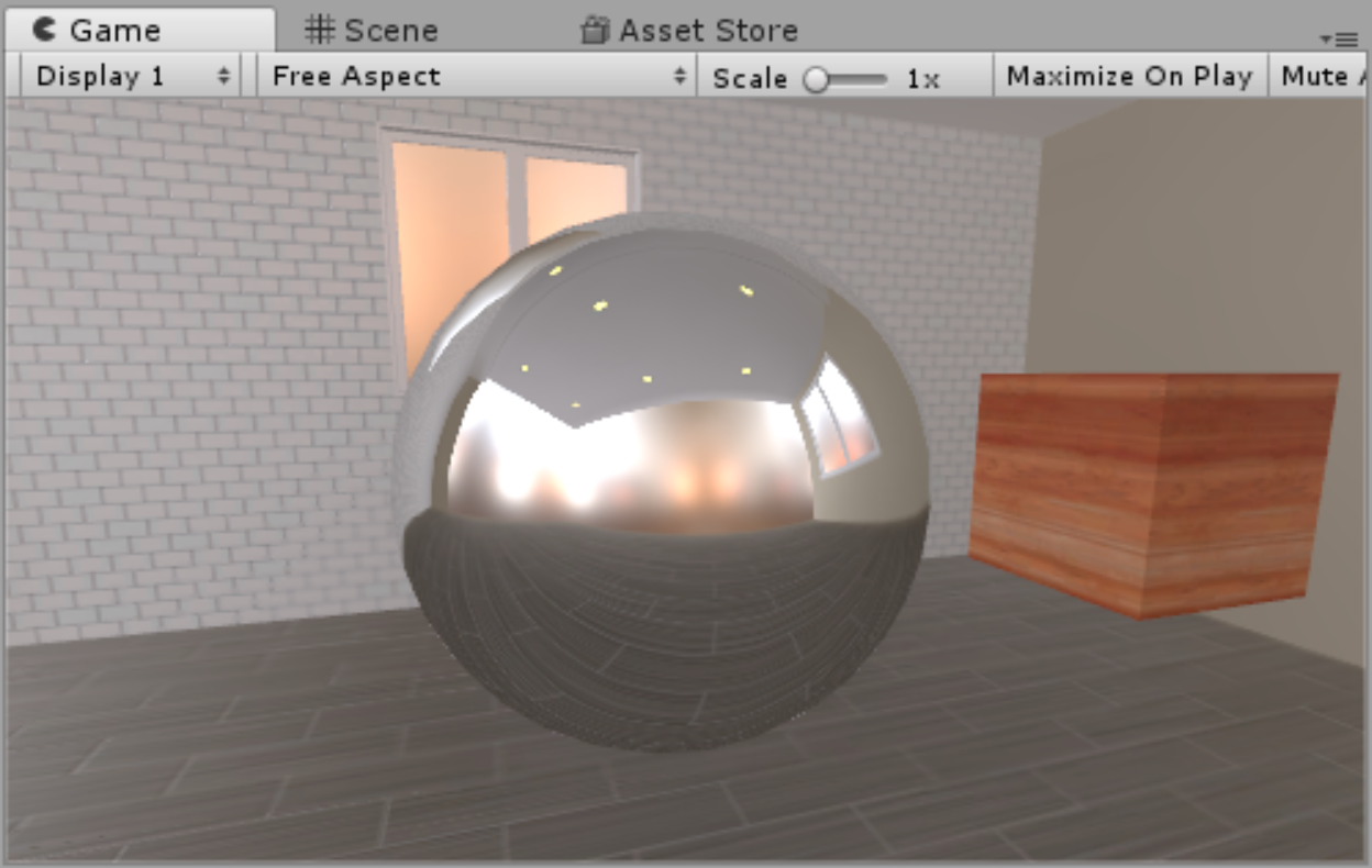 Figure 11: A wooden cube that is not dynamic has been added to the scene, but is not present in the chrome ball reflection.