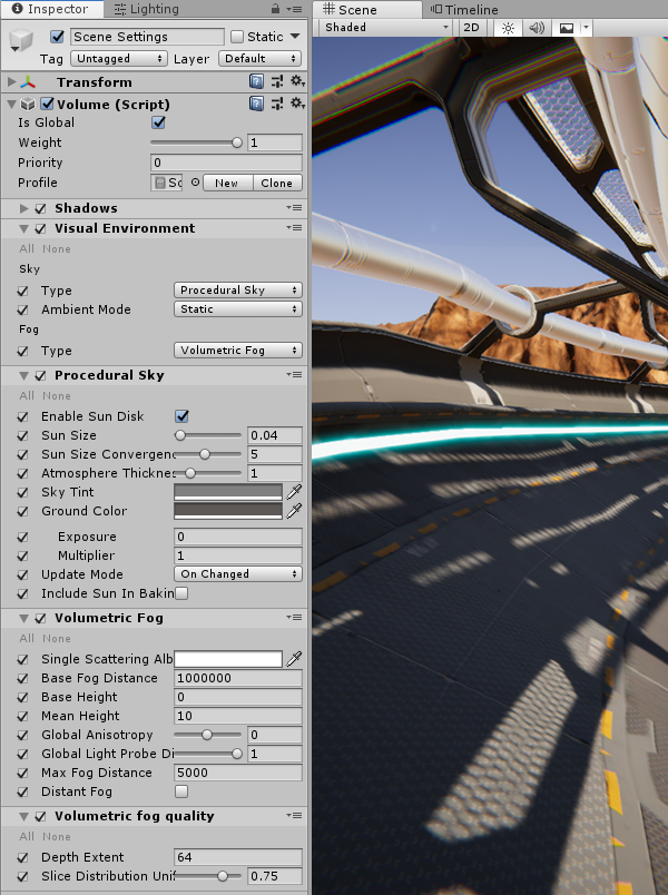 Figure 03: Default settings with Volumetric Fog