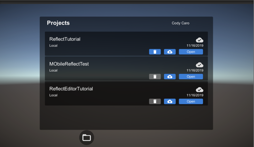 Figure 04: The Projects Window in Reflect