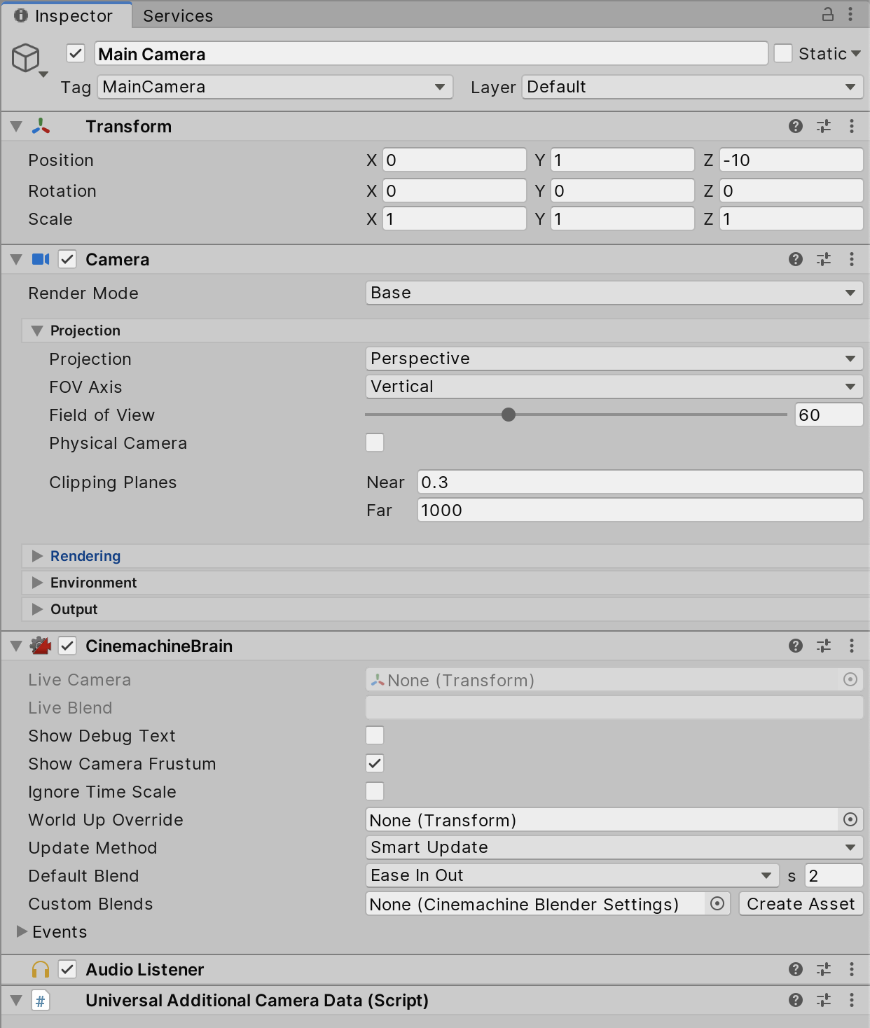 Figure 02: Adding the Cinemachine Brain