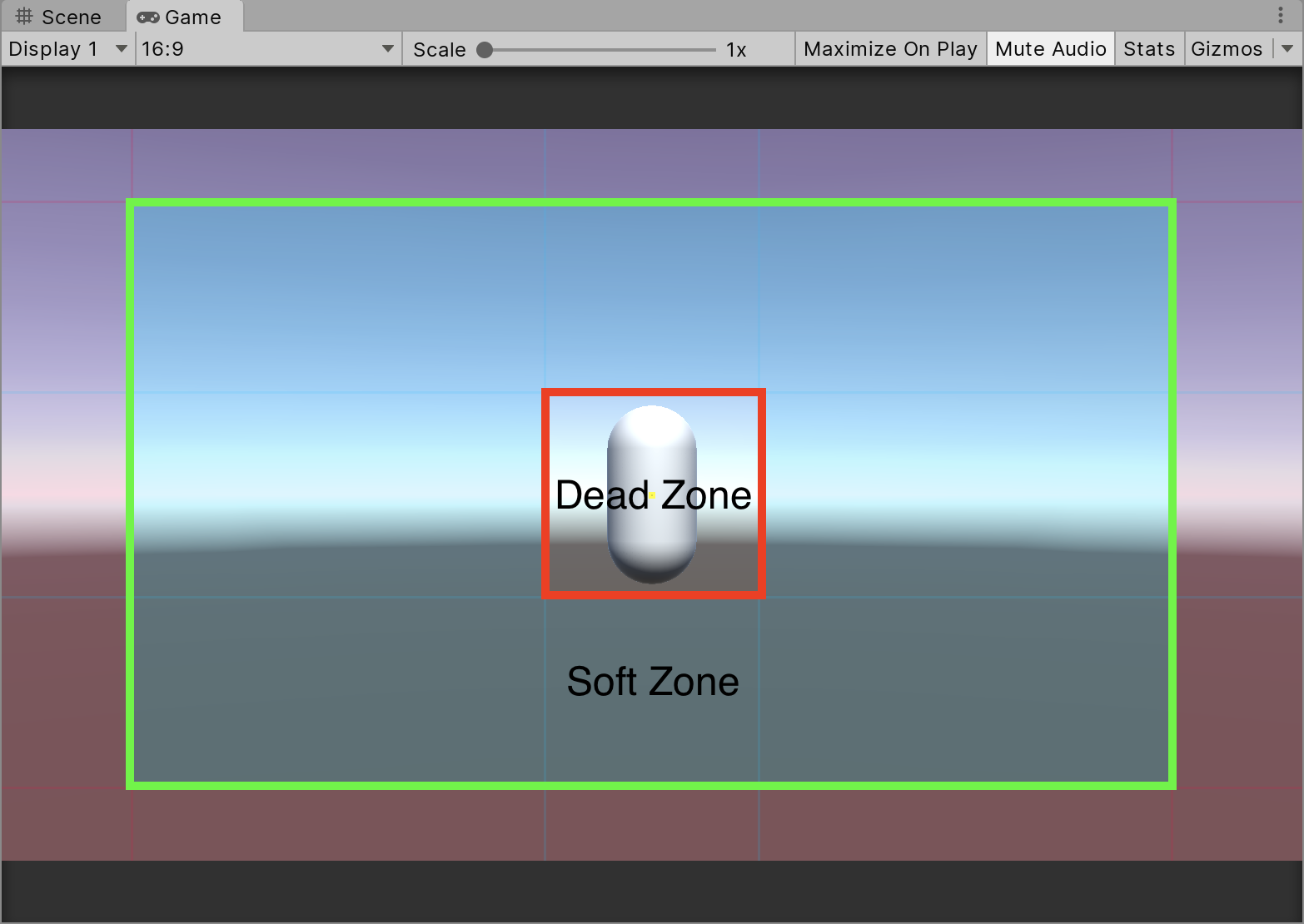 Figure 04: Adjusting the Dead Zone and Soft Zone in the Game view