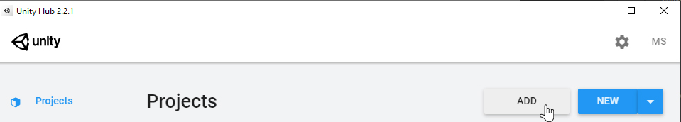 Select "Add" to add the newly extracted zip file to your projects list