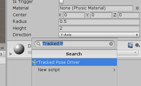 Figure 15: Adding the Tracked Pose Driver