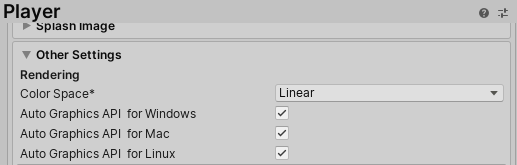 Figure 03: Setting Color Space to Linear in Player Settings