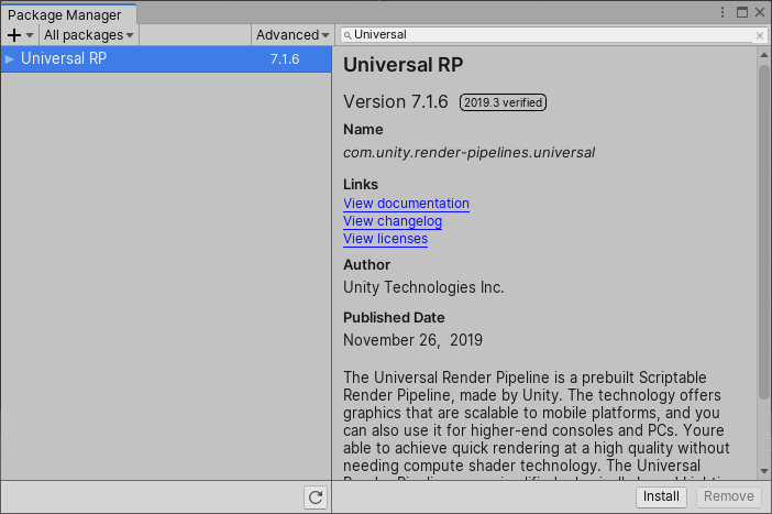 Figure 02: Package Manager Window