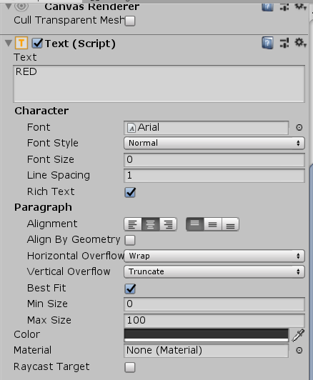 Figure 08: The Text component settings
