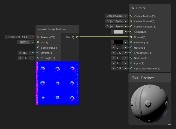 Figure 02: Connecting the Normal from Texture node to the PBR Master Node