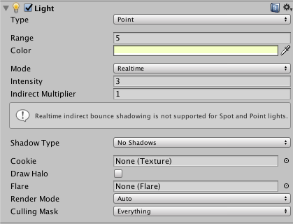 The Point Light in the Inspector