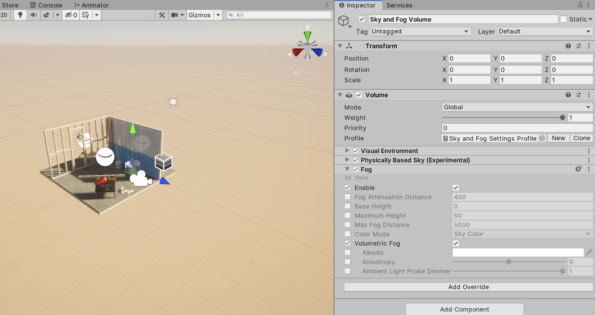 Figure 03: Default settings with Volumetric Fog