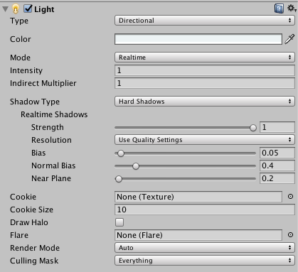 Light component in the Inspector