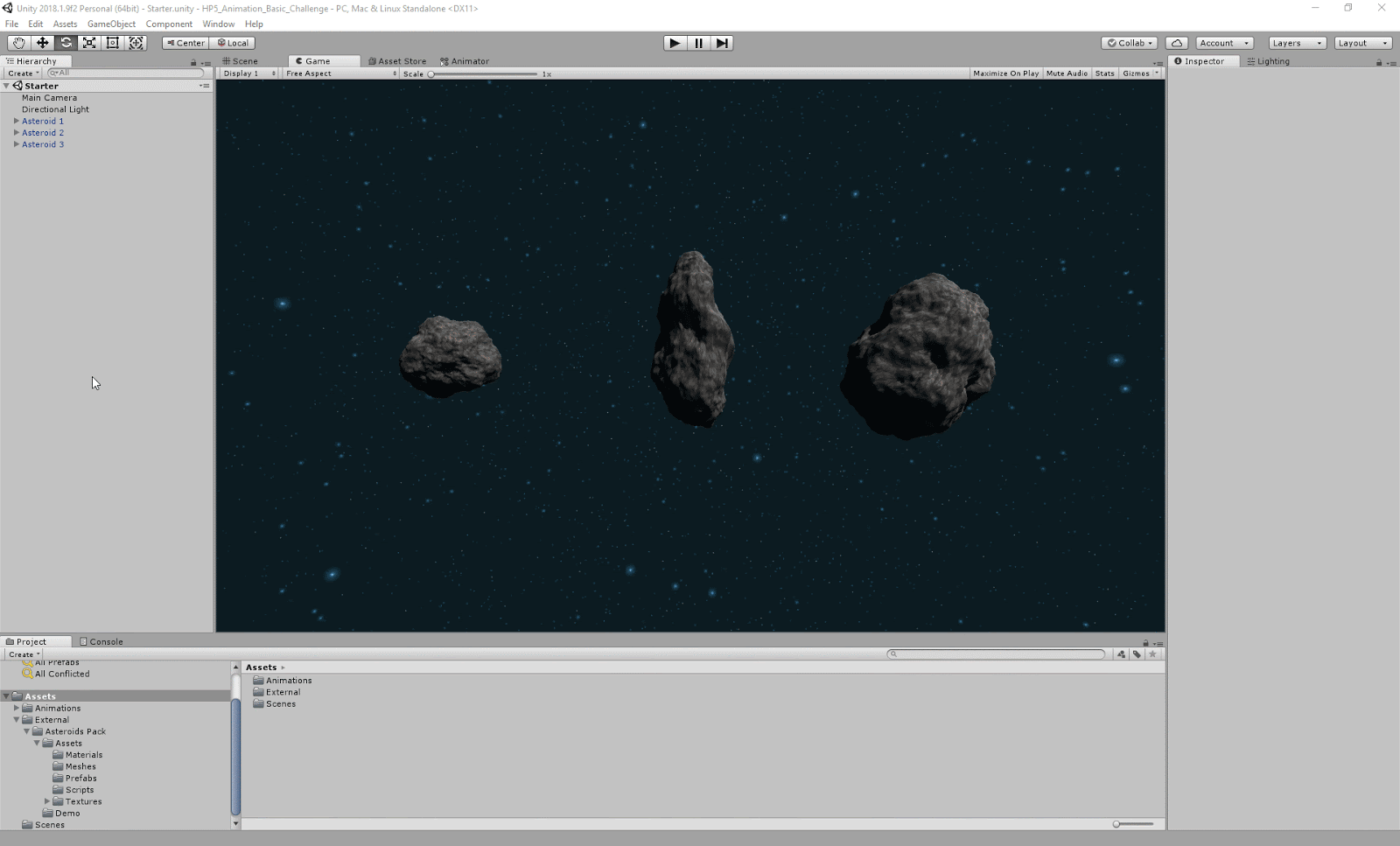Opening the Animation window and creating an animation