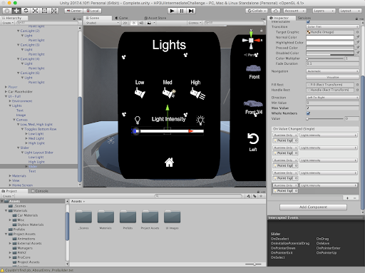 Controlling the light intensity