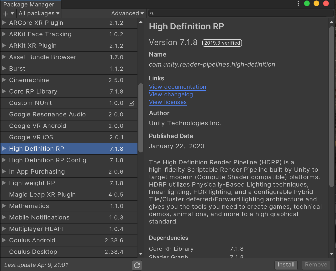 Figure 01: Installing High Definition RP