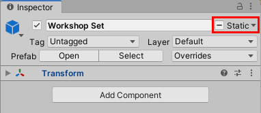 Figure 02: The Static checkbox in the Inspector.