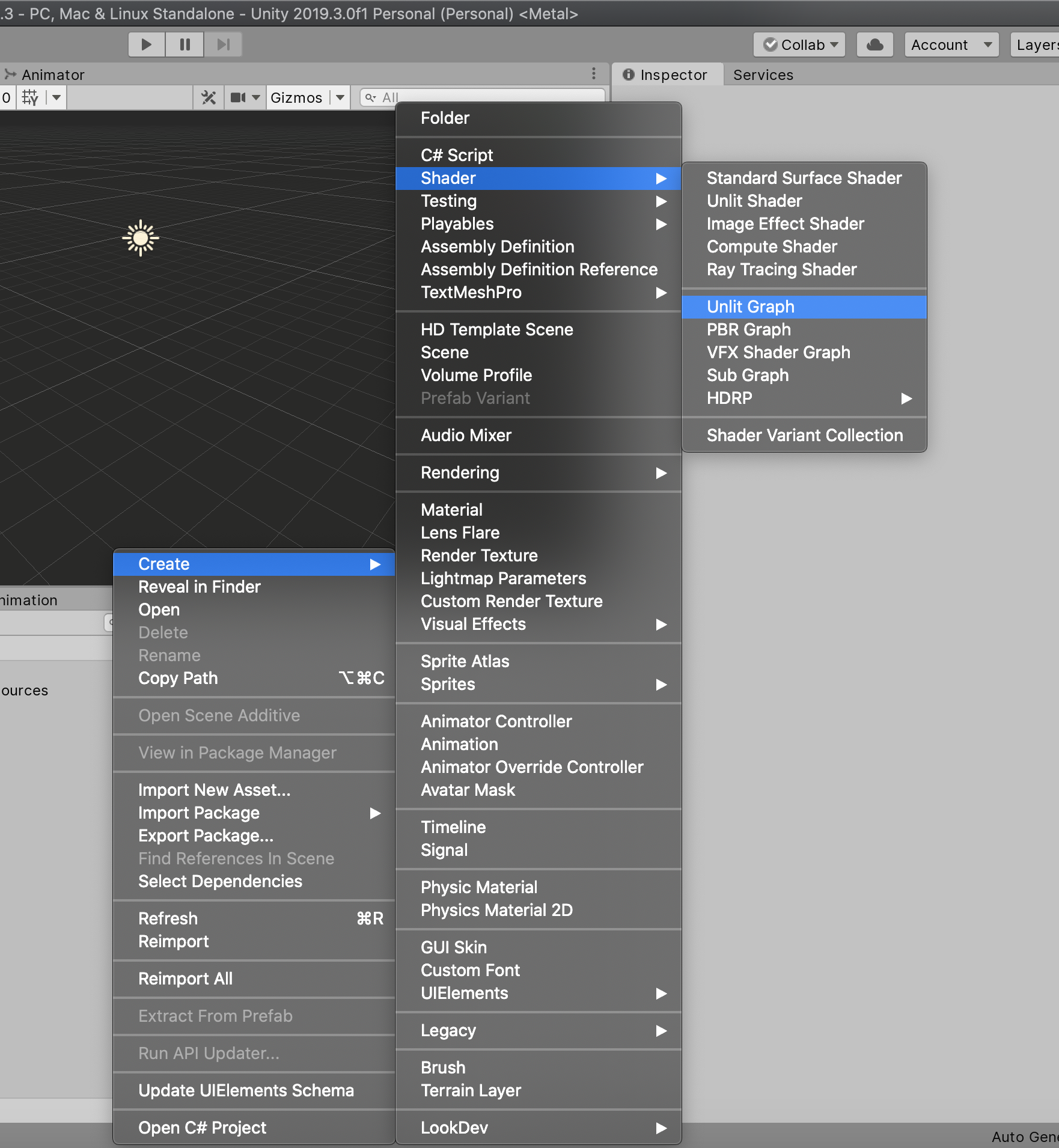 Figure 01: The Unlit Graph setting in the Shader flyout