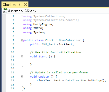 Figure 08: The completed Clock script