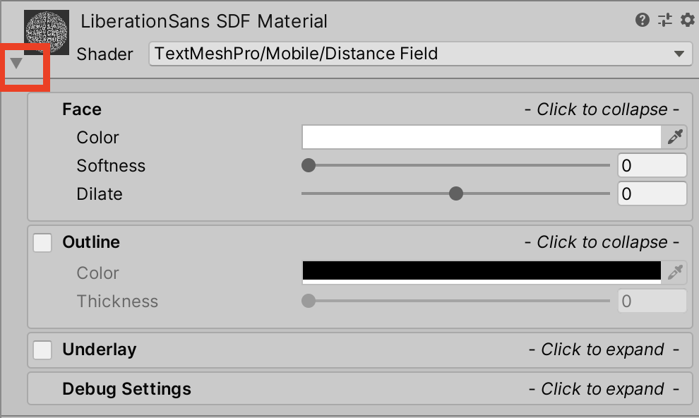 Figure 04: Click the grey bars, outside of the two checkboxes, to show or hide properties for that particular setting for the font.
