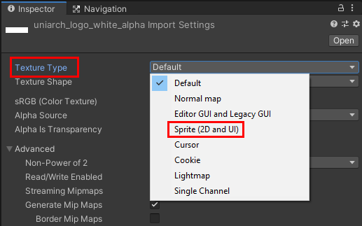 Figure 03: Changing the image type