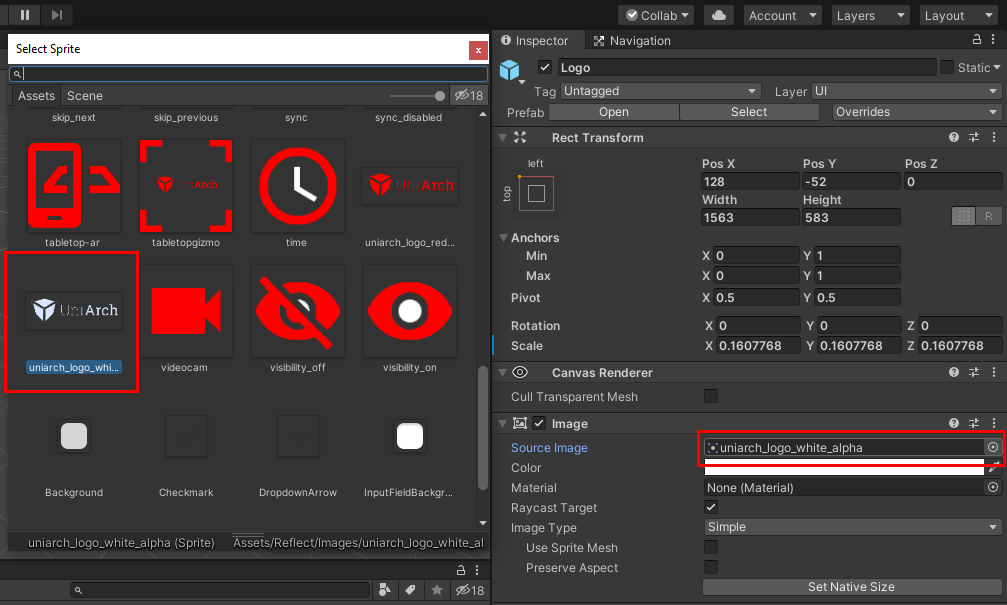 Figure 06: Selecting the logo as the Source Image for the new UI element