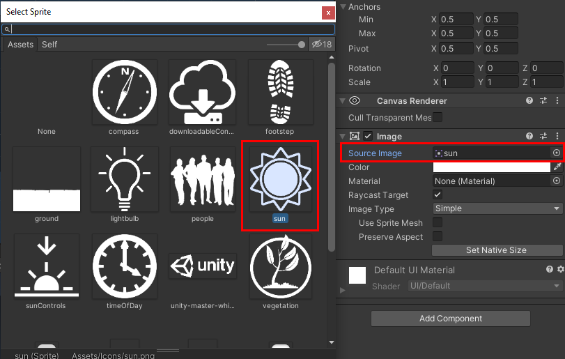 Figure 03: Change the Source Image to Sun