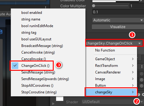 Figure 9: Selecting the changeSky function