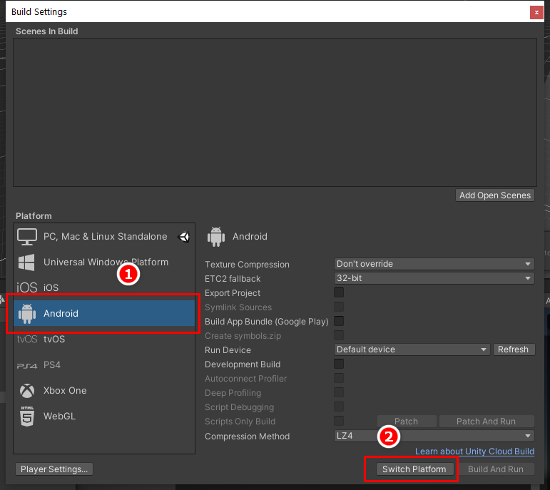 Figure 15: Switch to the Android platform