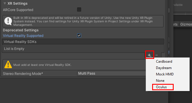Figure 22: Adding the Oculus SDK