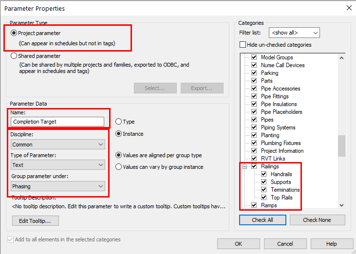 Figure 03: Creating a new Project Parameter