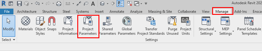 Figure 02: Open the Project Parameters