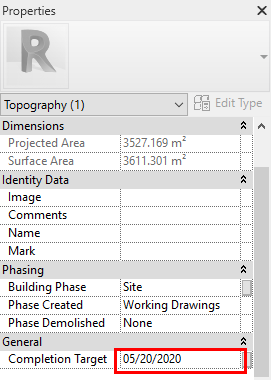 Figure 04: Adding the completion dates to the individual elements