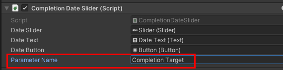 Figure 08: Add the parameter that contains the completion dates