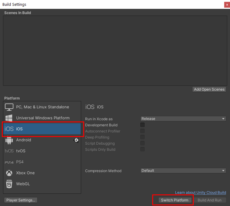 Figure 17: Switch to the iOS platform