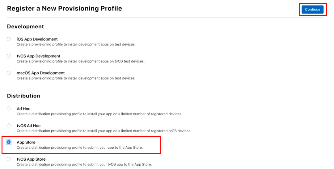 Figure 11: App Store Distribution option