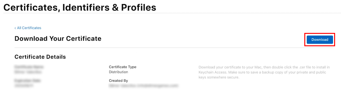Figure 07: Download the certificate and keep a copy.