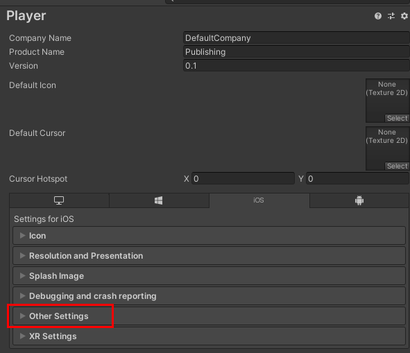 Figure 21: Expand the “Other Settings” section