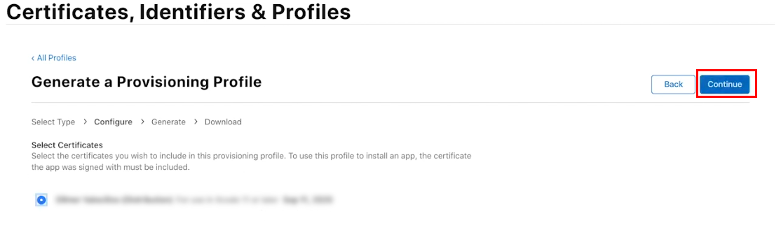 Figure 13: Link the certificate to the profile