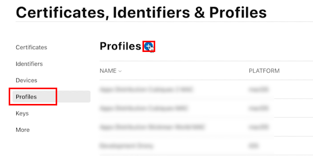Figure 10: Setting up a new profile for your app
