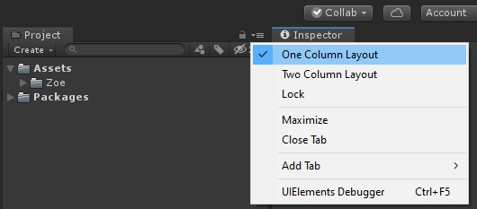 One column Project layout