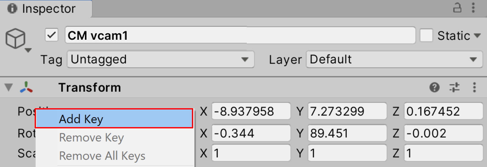 Figure 14: Adding the first key