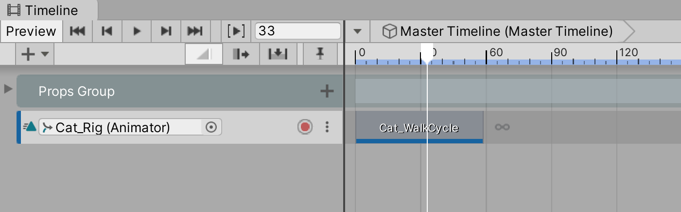 Figure 06: The cat's walk cycle Animation Clip in the Timeline.