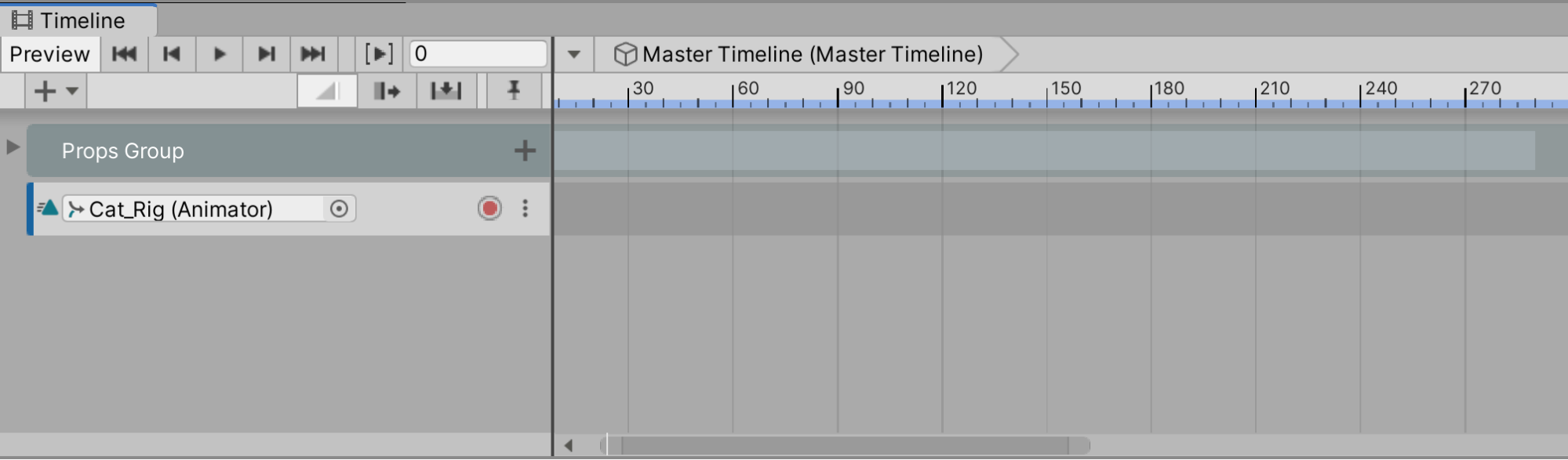 Figure 04: Adding the Cat_Rig to our Timeline beneath the Props Group we created earlier.
