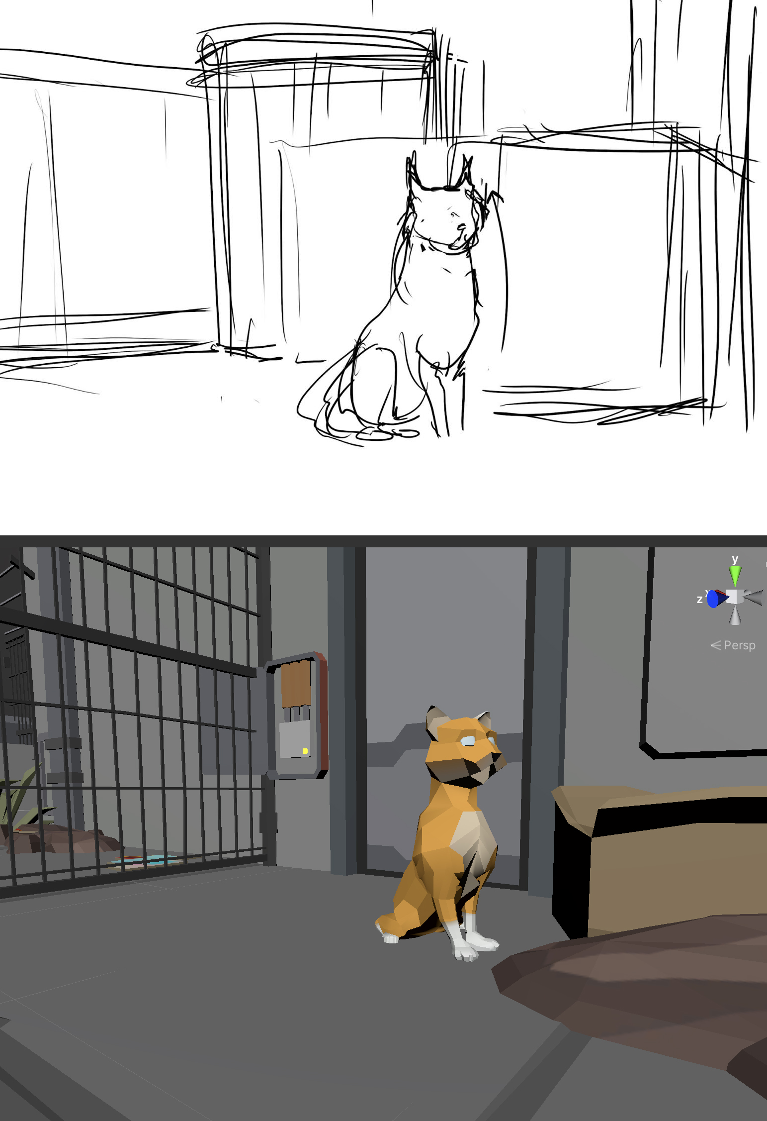 Figure 09: While it’s not always possible or desirable to replicate storyboards exactly, they serve as a good visual guide as represented by the comparison between the thumbnail panel on the left and the shot on the right.