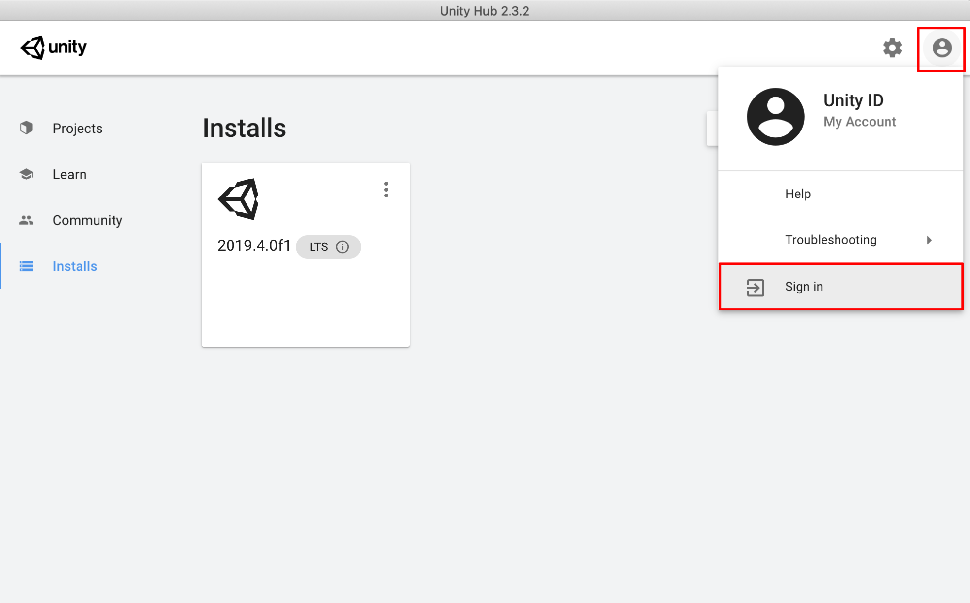 Figure 06: Signing in with a Unity ID