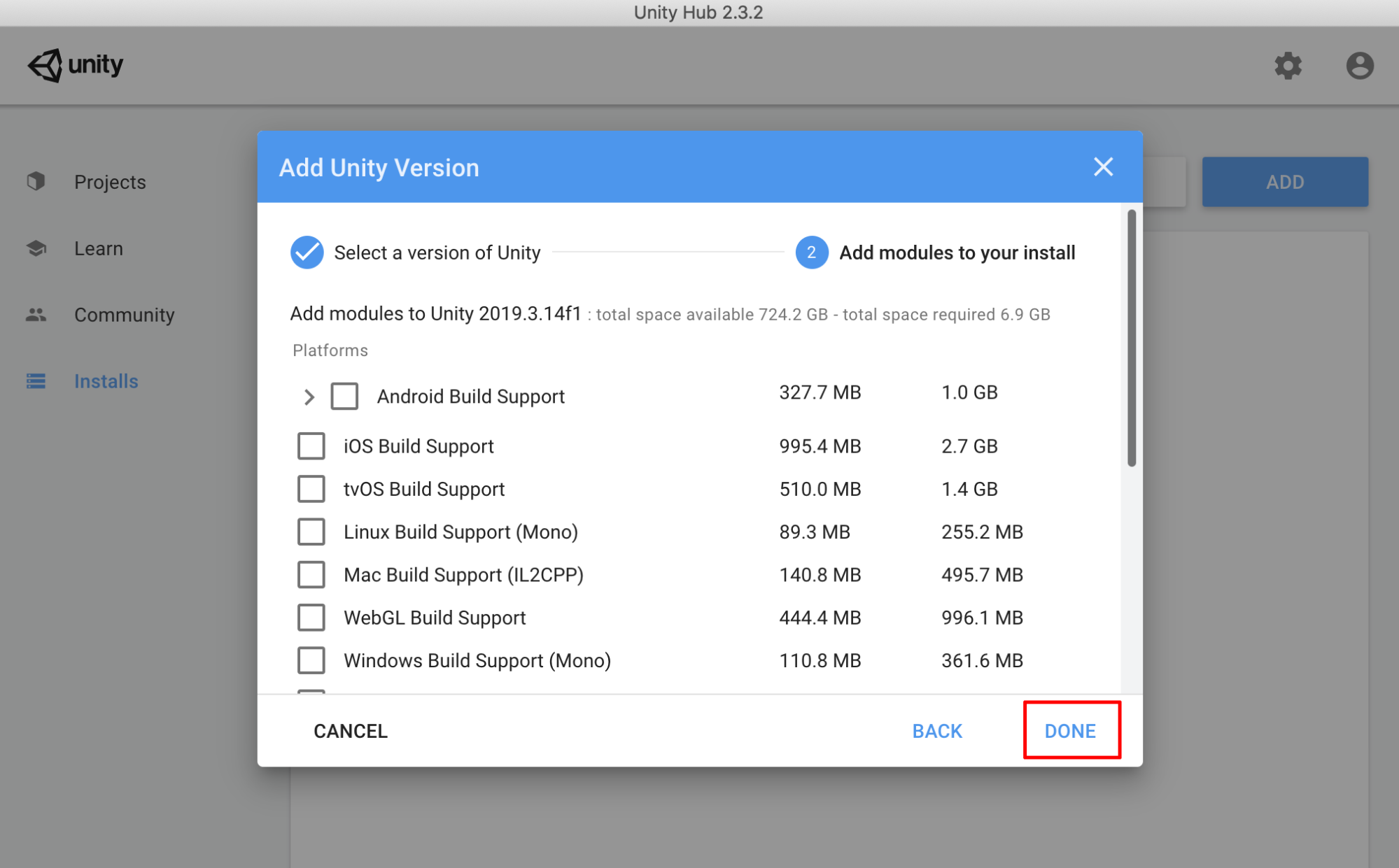 Figure 05: Select Done to start the download.